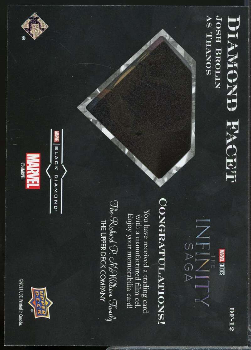 Josh Brolin as Thanos Card 2021 Black Diamond Marvel Diamond Facet #DF12  Image 2