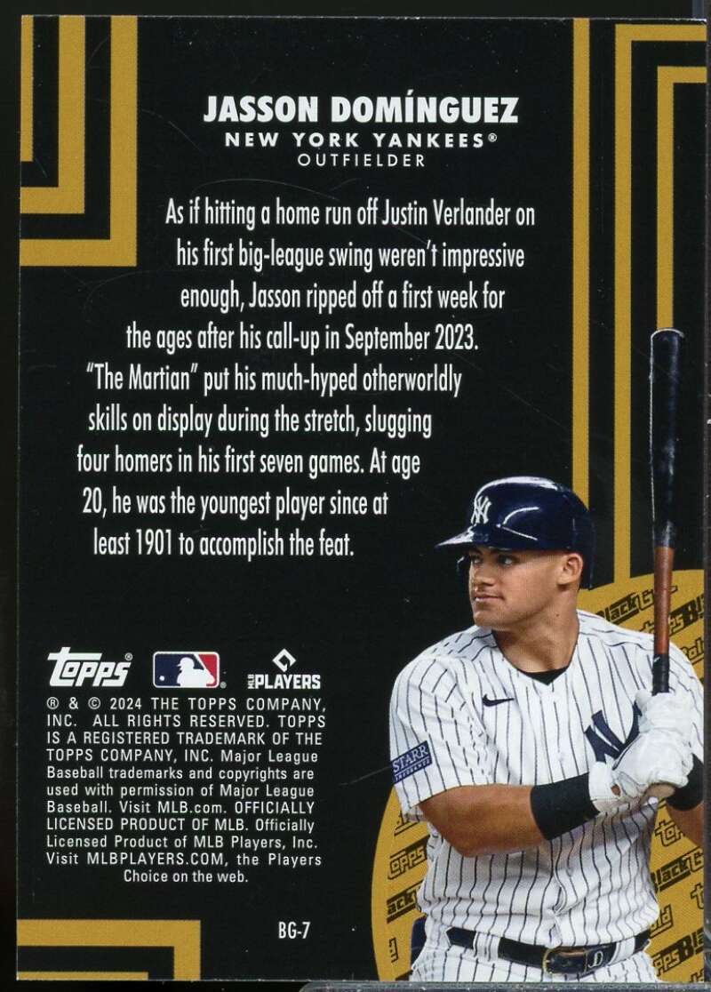 Jasson Dominguez Rookie Card 2024 Topps Update Black Gold #BG7  Image 2