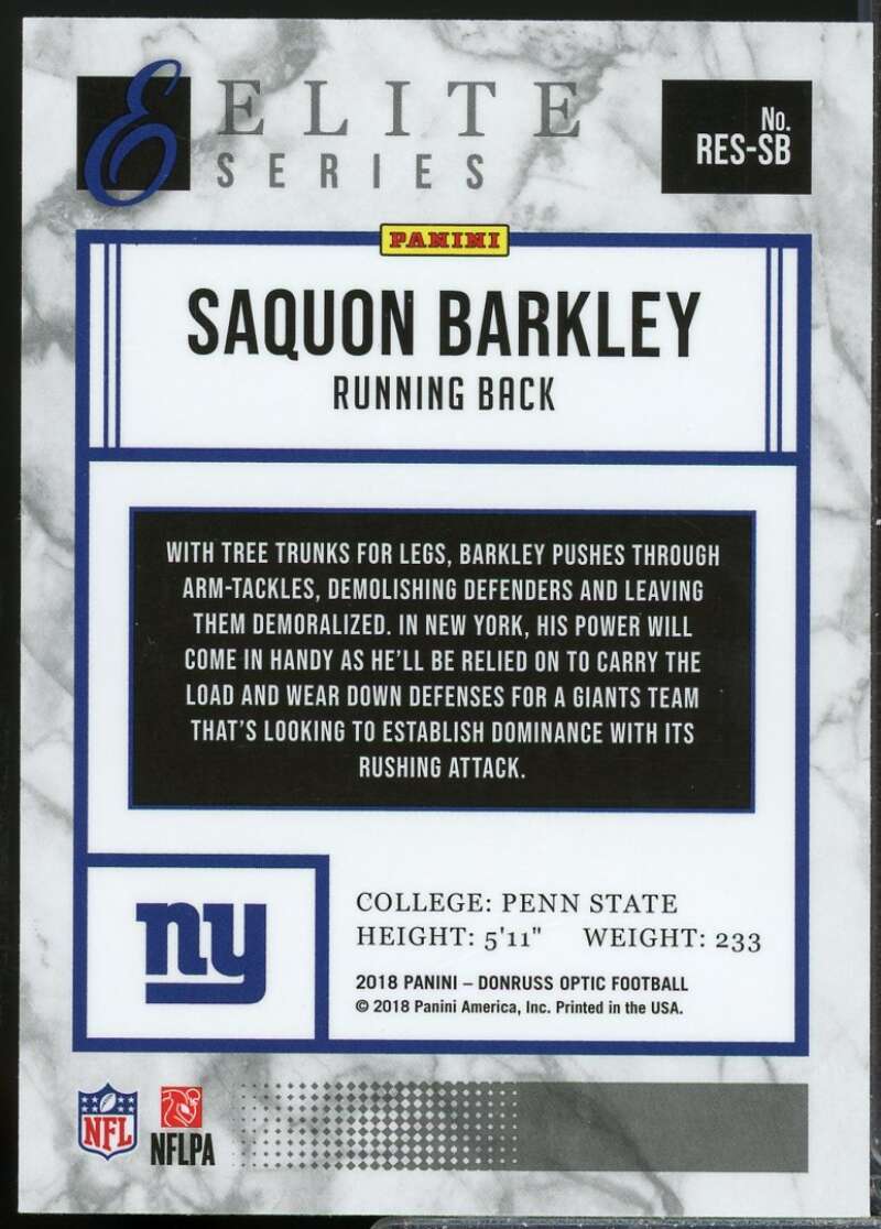 Saquon Barkley Rookie Card 2018 Donruss Optic Rookie Elite Series #6  Image 2