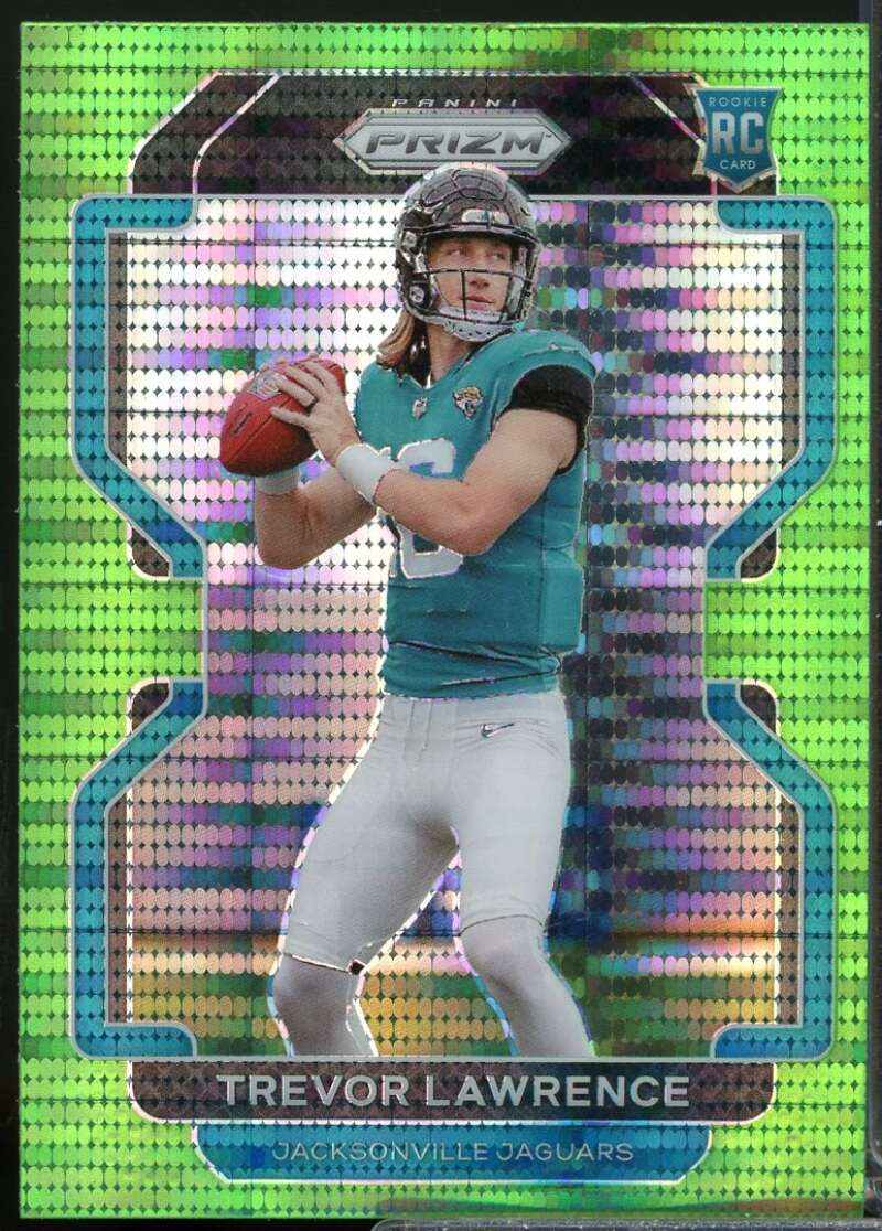 Trevor Lawrence Rookie Card 2021 Panini Prizm Prizms Neon Green Pulsar #331  Image 1