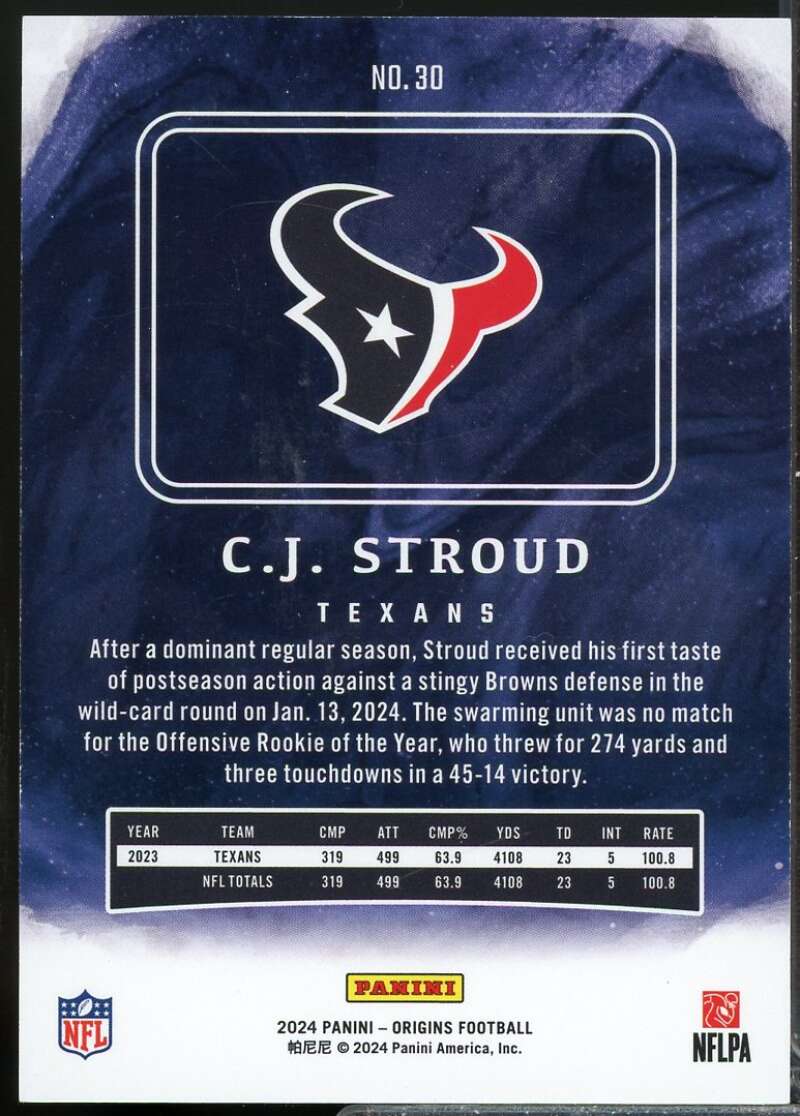 CJ Stroud Card 2024 Panini Origins Orange /125 #30  Image 2