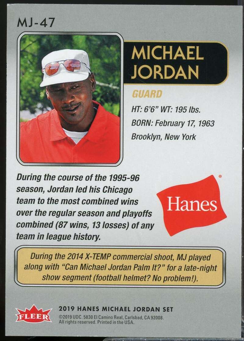 Michael Jordan Card 2019 Fleer Hanes  Red Foil #MJ47  Image 2