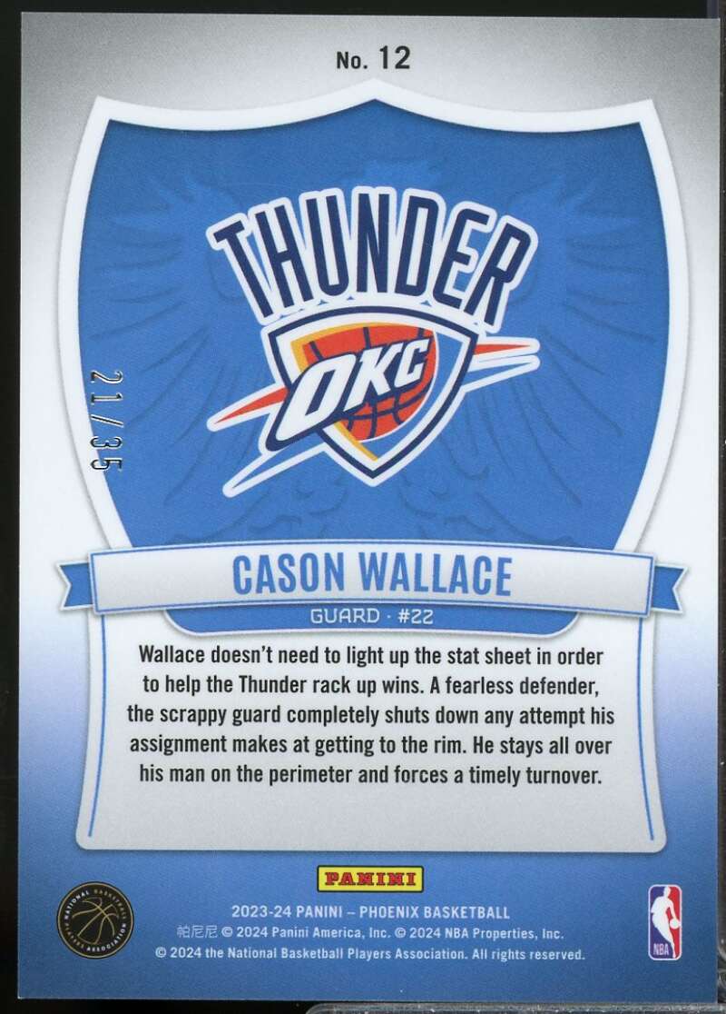 Cason Wallace Rookie Card 2023-24 Panini Phoenix Crusade Yellow /35 #12  Image 2