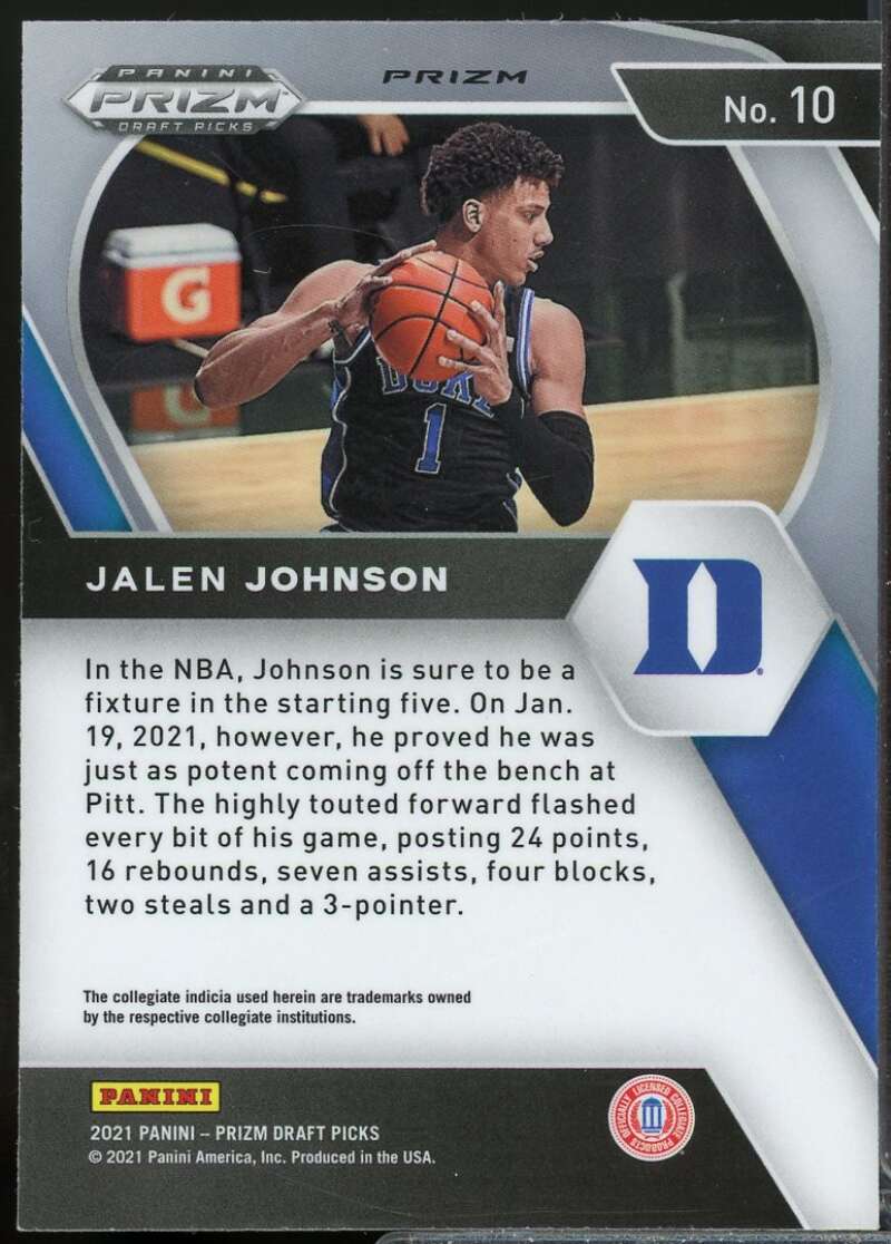 Jalen Johnson Rookie 2021-22 Panini Prizm Draft Picks Prizms Orange Ice #10  Image 2
