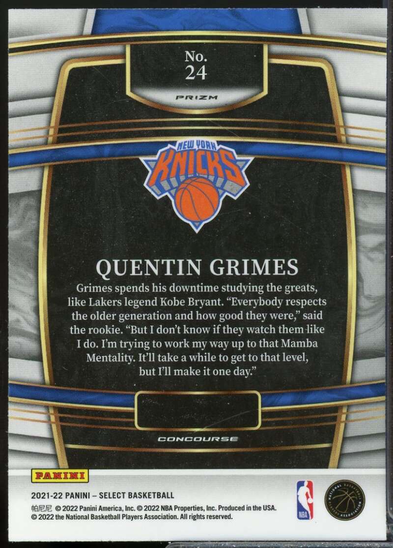 Quentin Grimes Rookie Card 2021-22 Select Prizms Orange Flash #24  Image 2