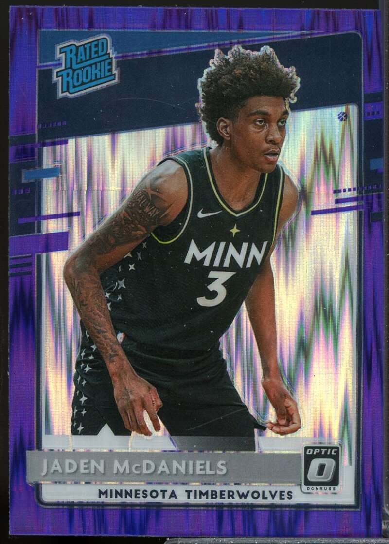 Jaden McDaniels Rated Rookie Card 2020-21 Donruss Optic Purple Shock #178  Image 1