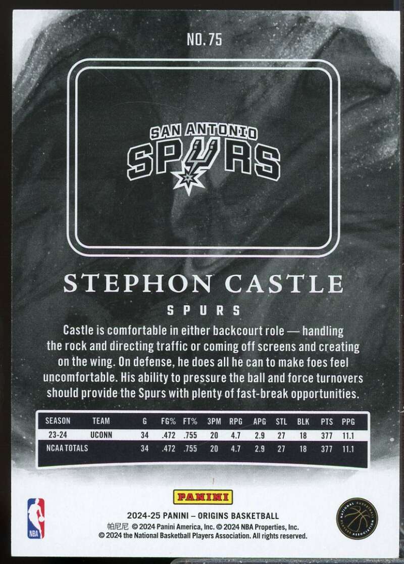 Stephon Castle Rookie Card 2024-25 Panini Origins Pink /60 #75  Image 2