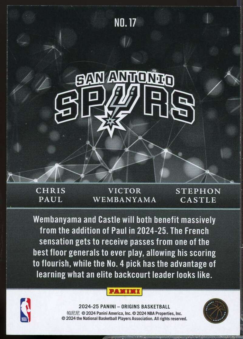 Wembanyama Paul Stephon Castle Rookie 2024-25 Panini Origins Nucleus Maroon #17  Image 2