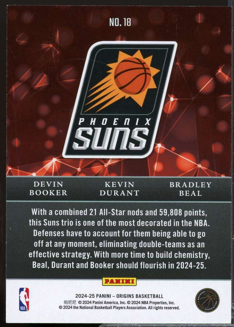 Bradley Beal Kevin Durant Devin Booker 2024-25 Panini Origins Nucleus Maroon #18  Image 2