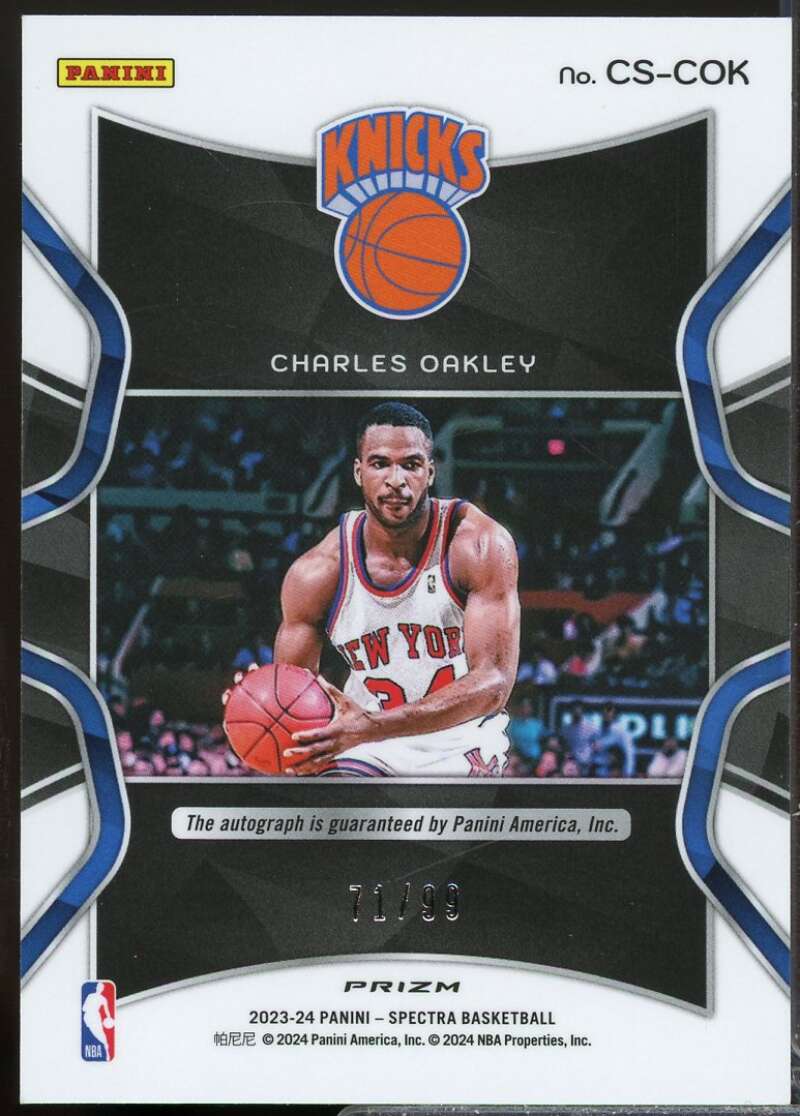 Charles Oakley Card 2023-24 Panini Spectra Catalysts Autograph /99 #15  Image 2