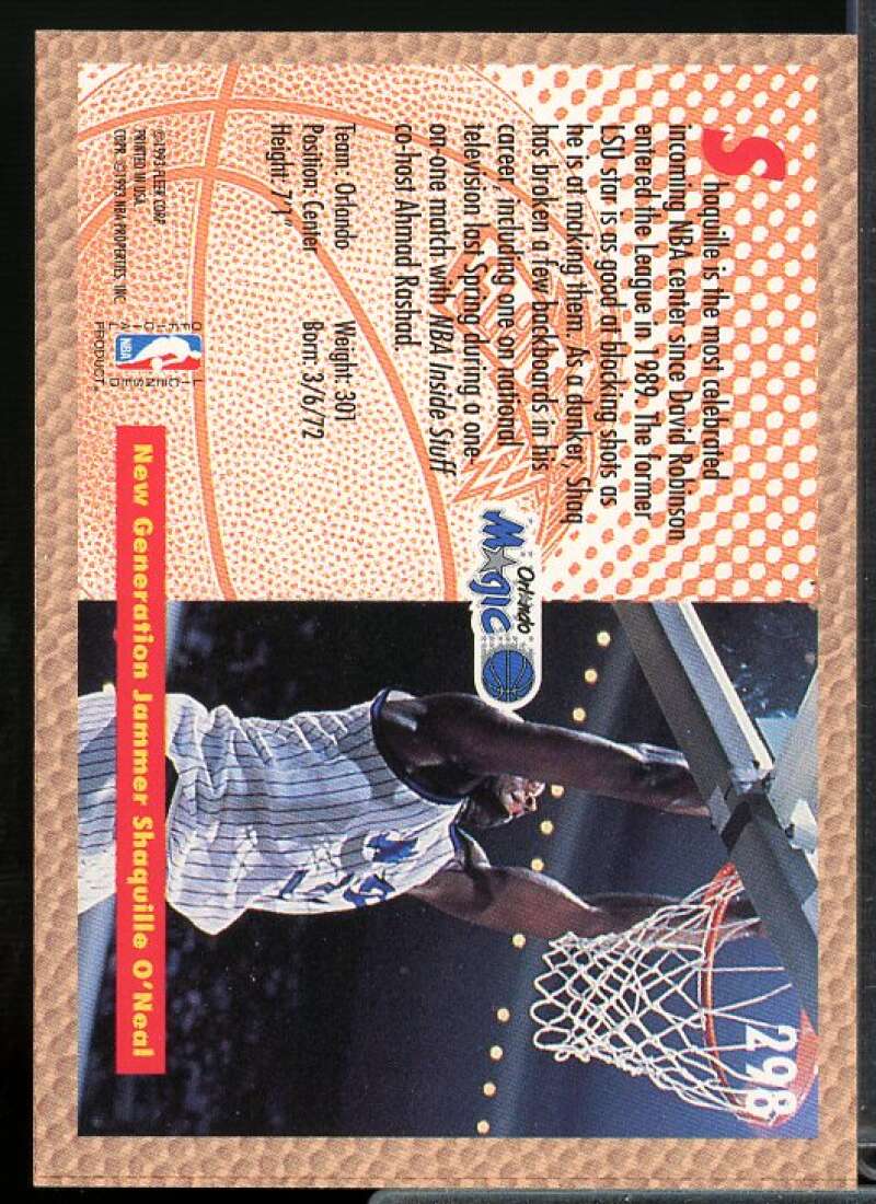 Shaquille O'Neal SD Rookie Card 1992-93 Fleer #298  Image 2