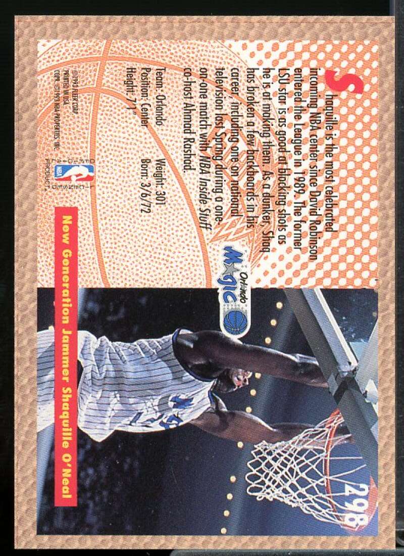 Shaquille O'Neal SD Rookie Card 1992-93 Fleer #298  Image 2
