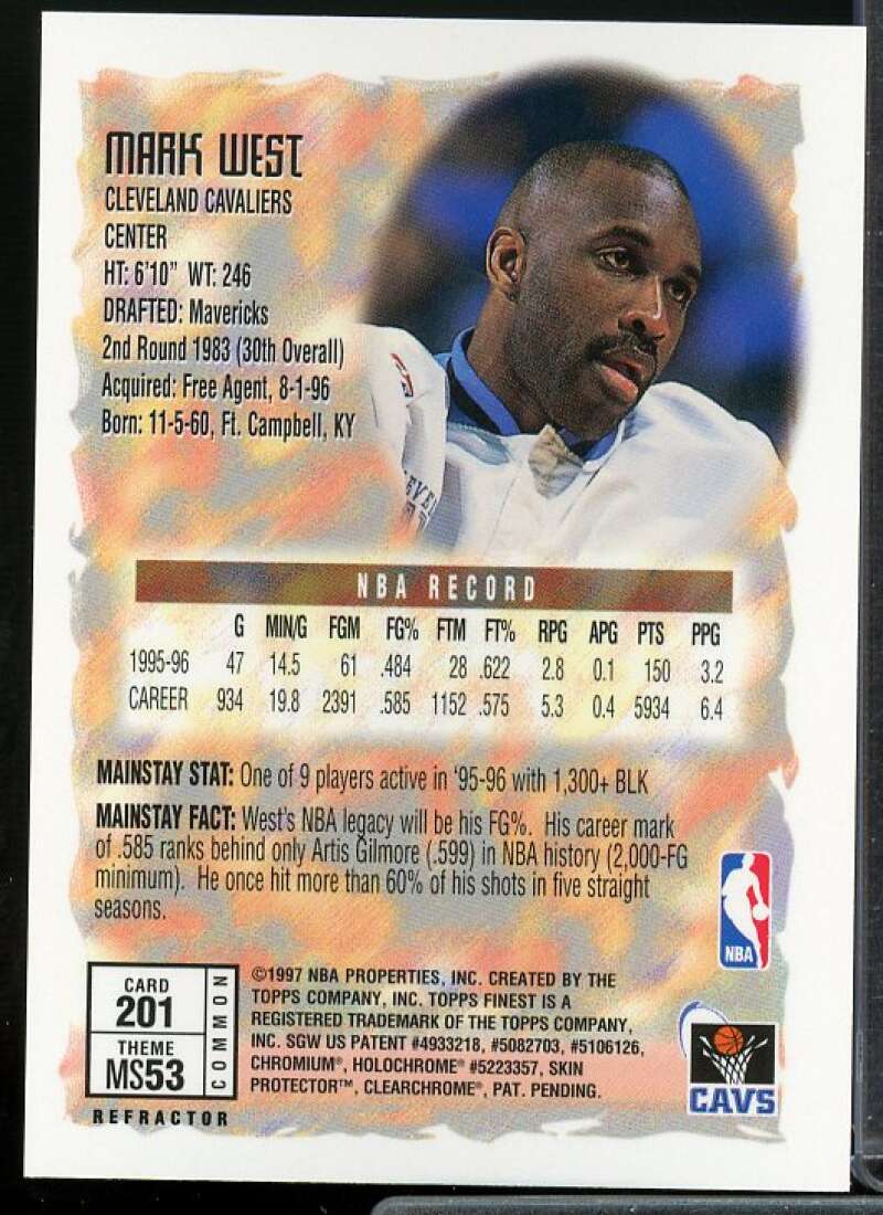 Mark West B Card 1996-97 Finest Refractors #201  Image 2