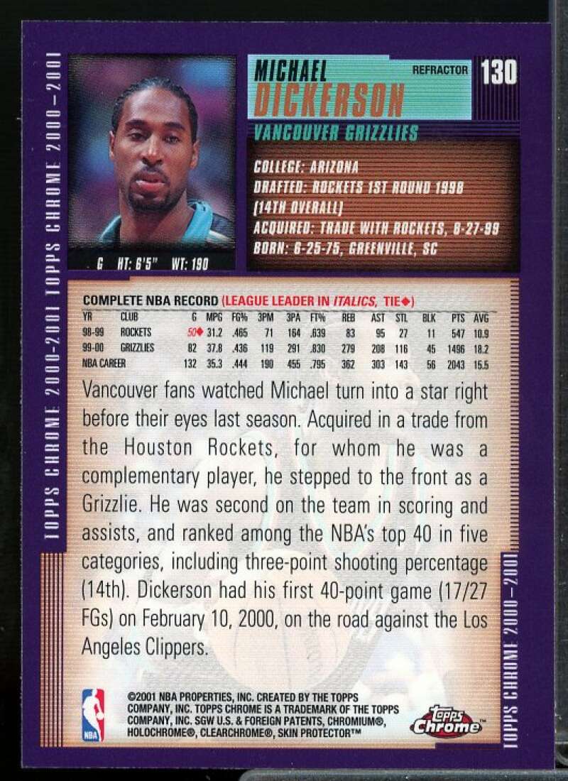 Michael Dickerson Card 2000-01 Topps Chrome Refractors #130  Image 2