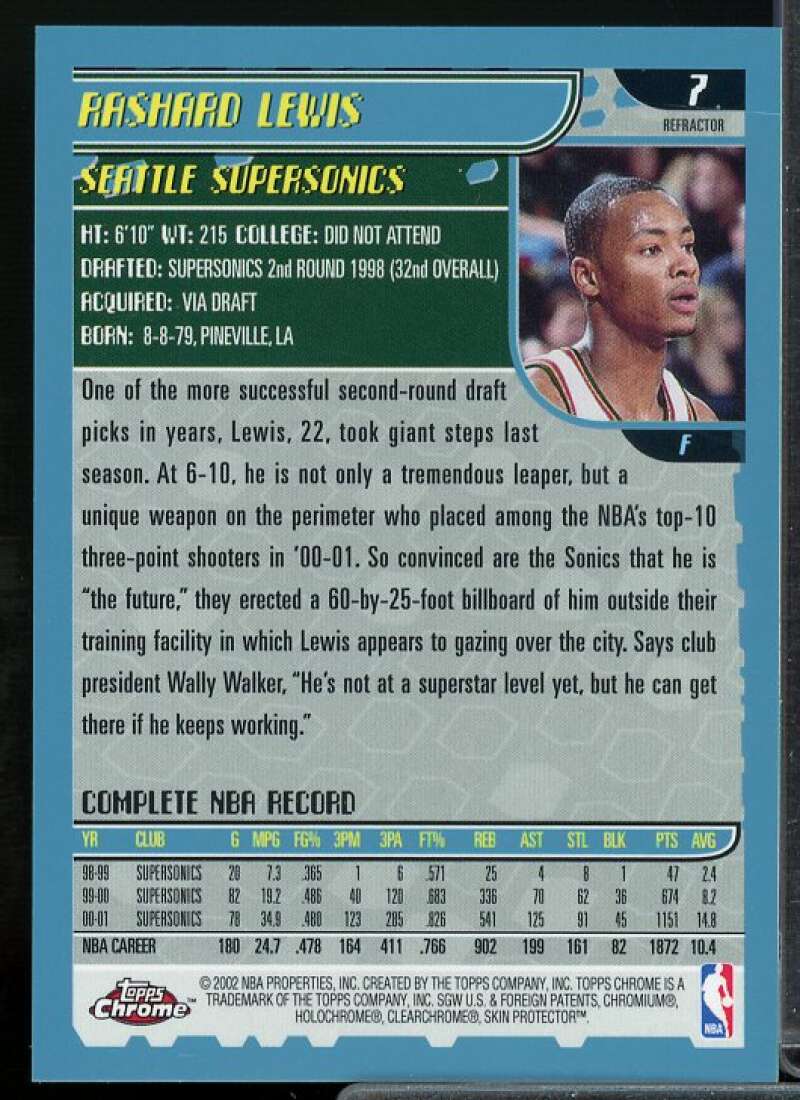 Rashard Lewis Card 2001-02 Topps Chrome Refractors #7  Image 2