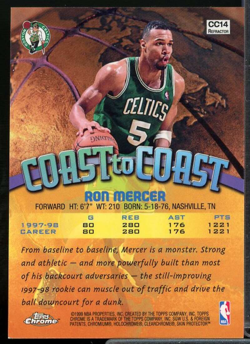 Ron Mercer Card 1998-99 Topps Chrome Coast to Coast Refractors #CC14  Image 2
