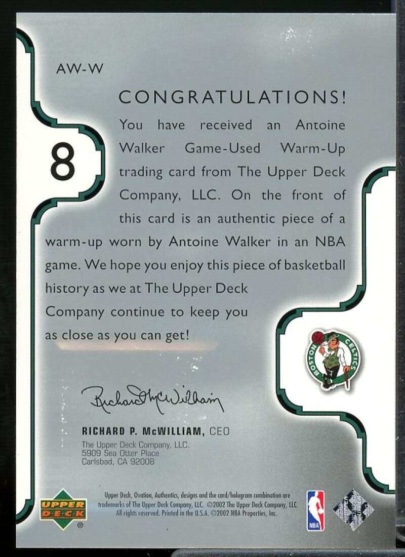 Antoine Walker Card 2002-03 Upper Deck Ovation Authentics Warm-Ups #AWW  Image 2