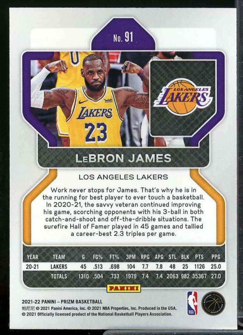 LeBron James Card 2021-22 Panini Prizm #91  Image 2