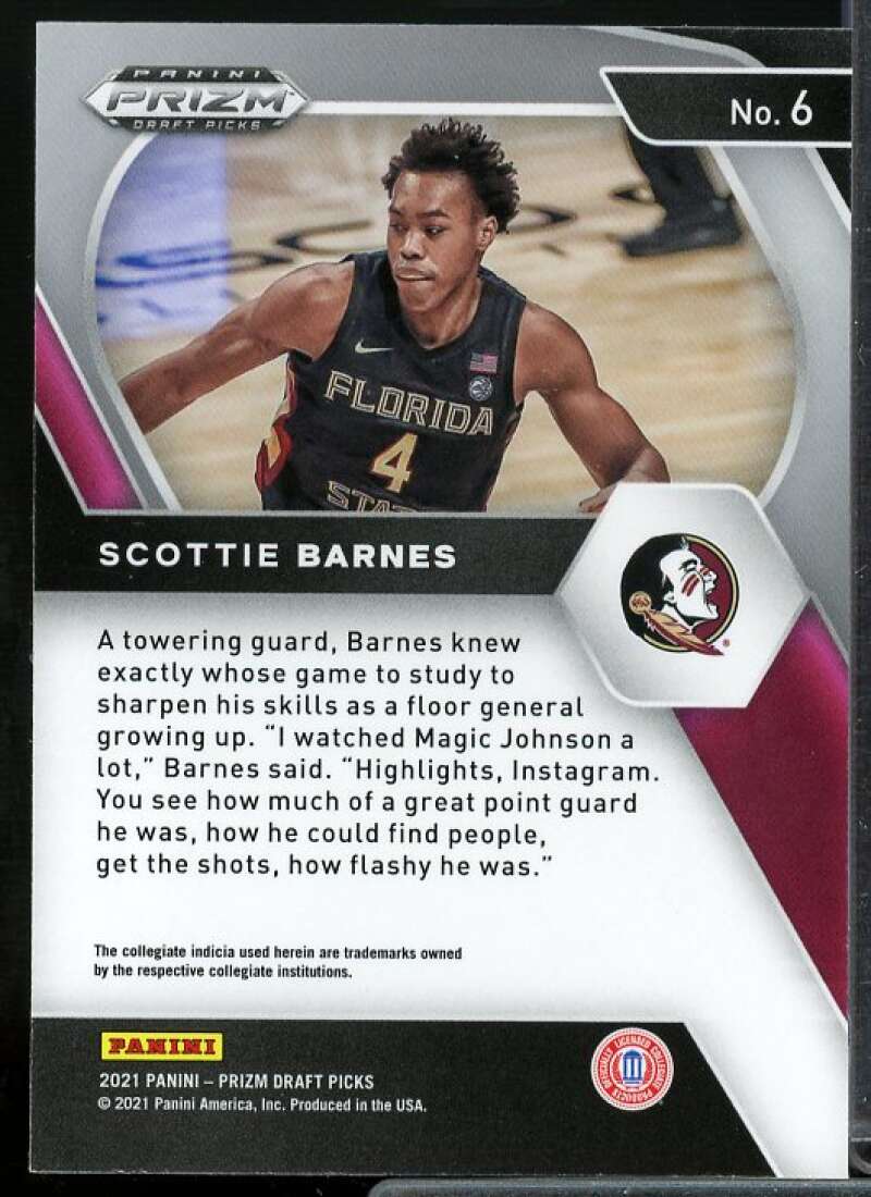 Scottie Barnes Rookie Card 2021-22 Panini Prizm Draft Picks #6  Image 2