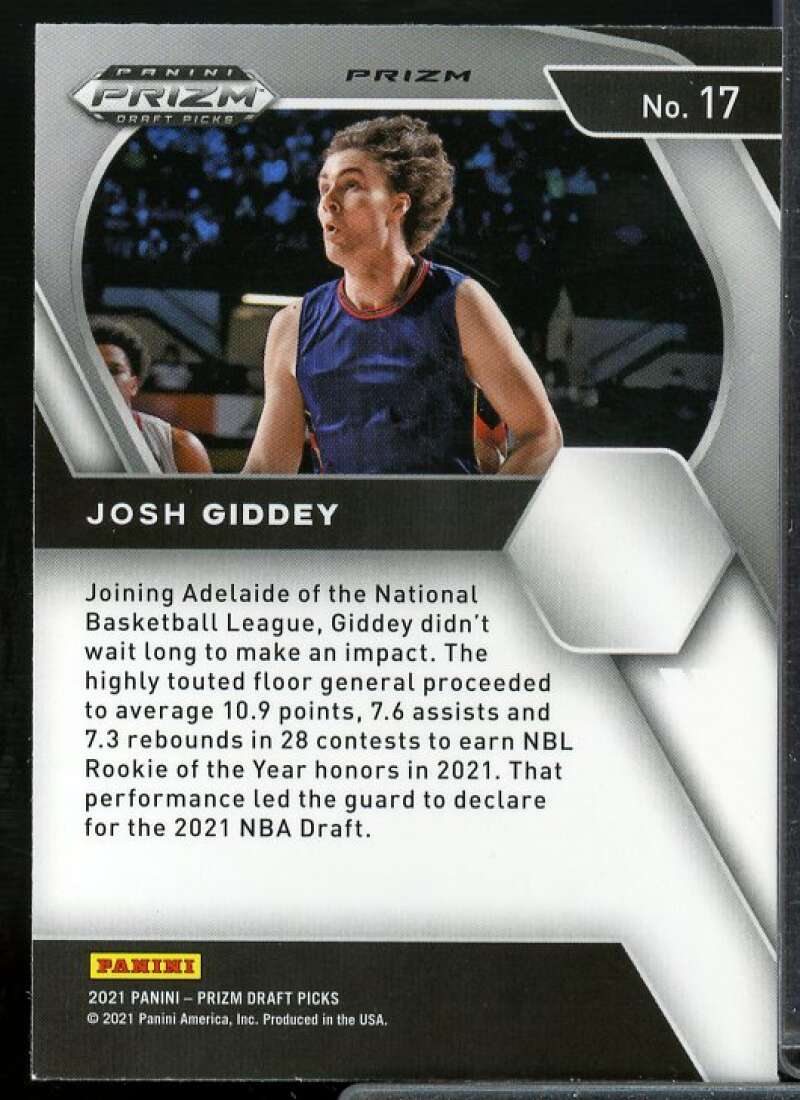 Josh Giddey Rookie Card 2021-22 Panini Prizm Draft Picks Prizms Silver #17  Image 2