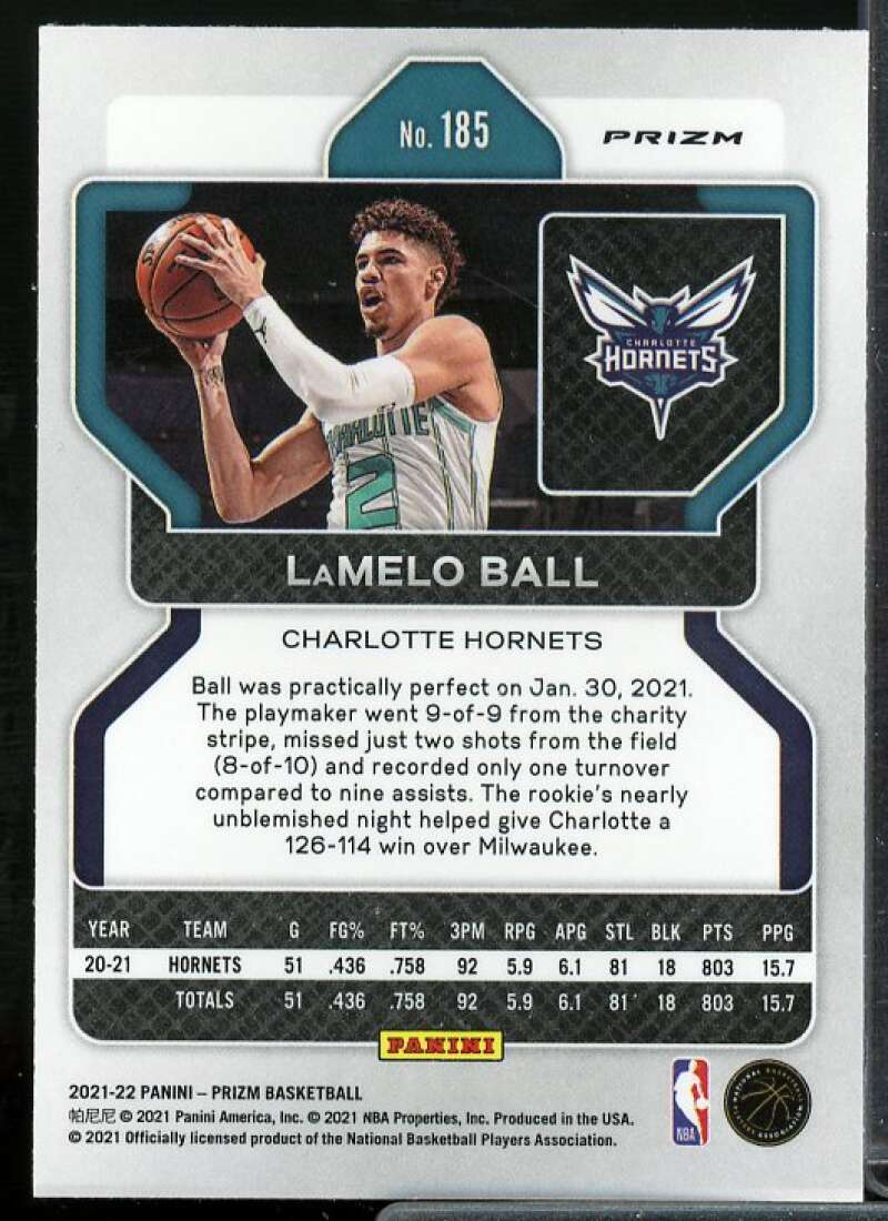 LaMelo Ball Card 2021-22 Panini Prizm Prizms Green #185  Image 2