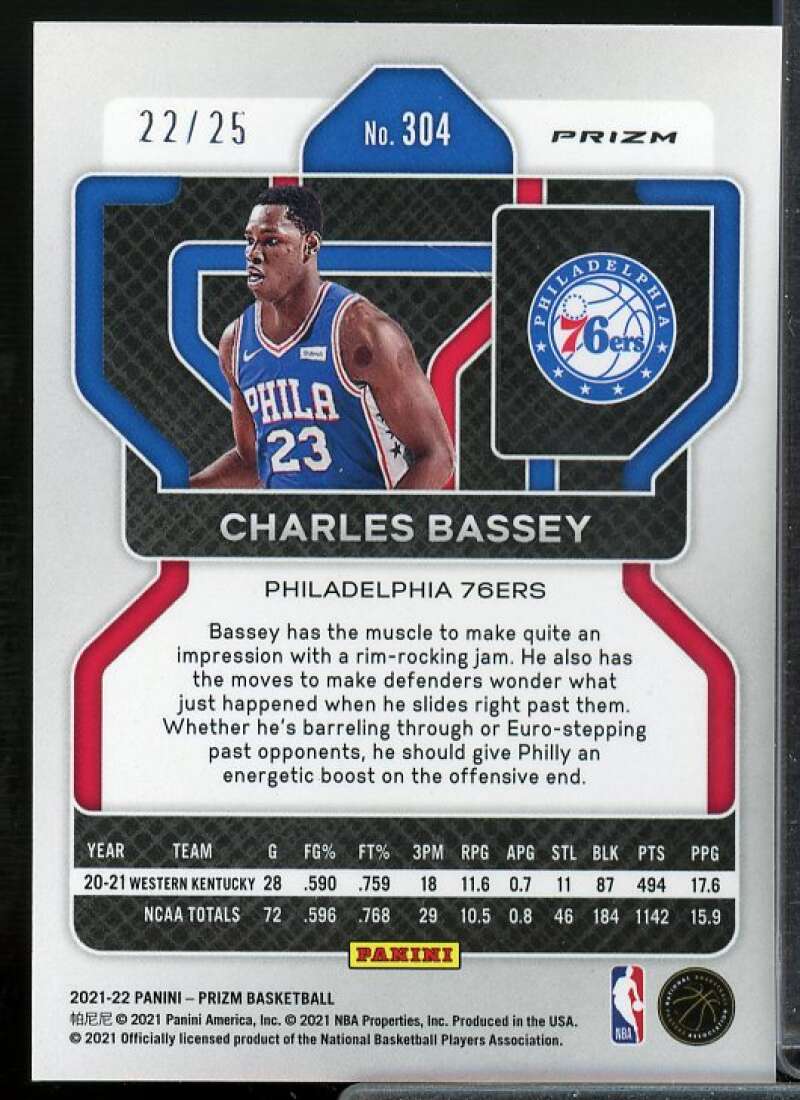 Charles Bassey Card 2021-22 Panini Prizm Prizms Green Pulsar #304  Image 2