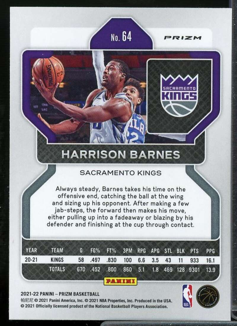 Harrison Barnes Card 2021-22 Panini Prizm Prizms NBA 75th Anniversary #64  Image 2