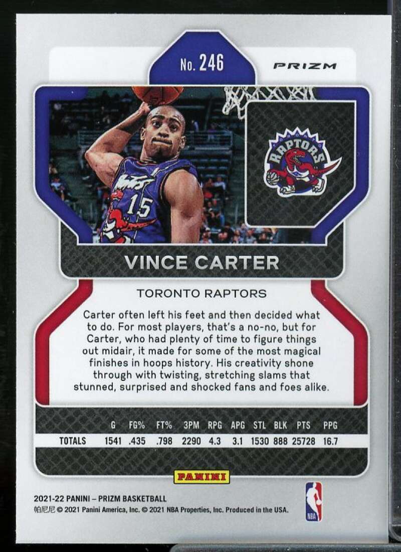 Vince Carter Card 2021-22 Panini Prizm Prizms NBA 75th Anniversary #246  Image 2