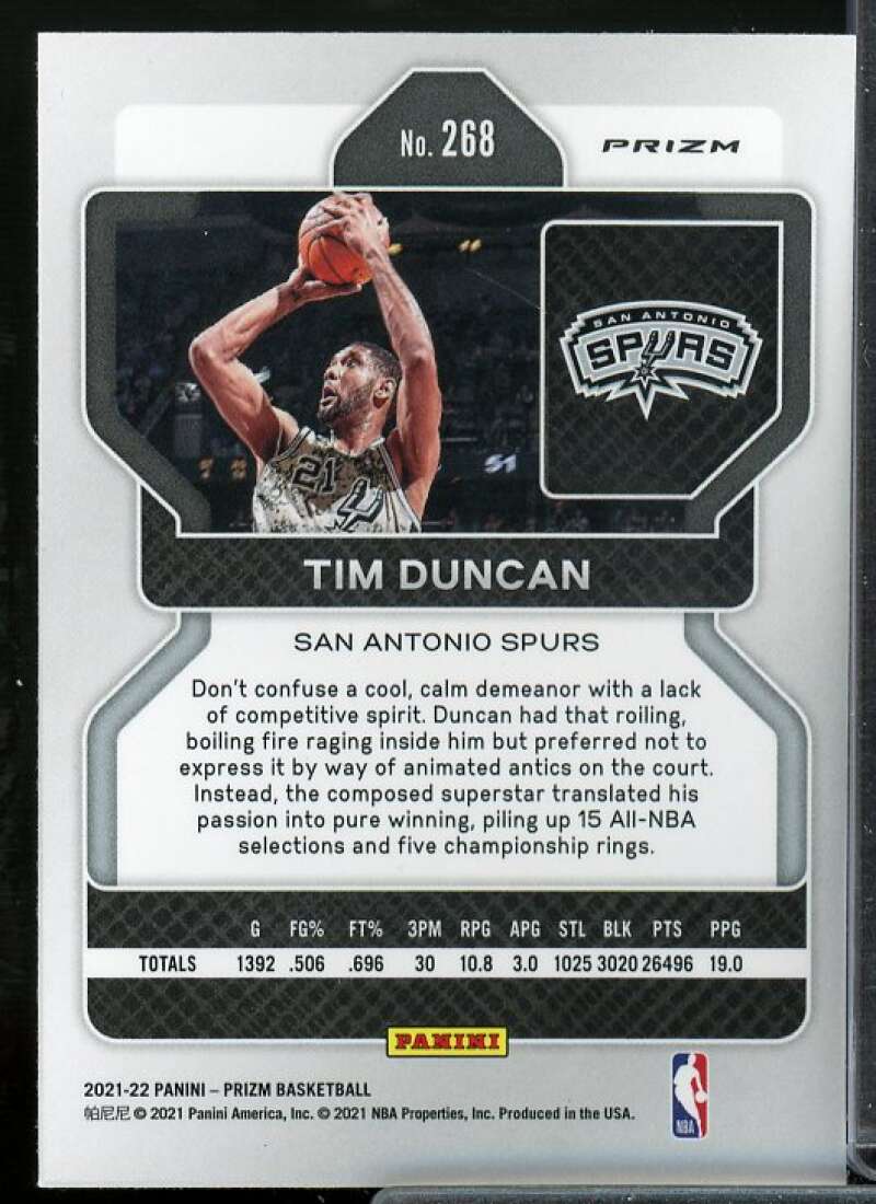 Tim Duncan Card 2021-22 Panini Prizm Prizms Pink Ice #268  Image 2