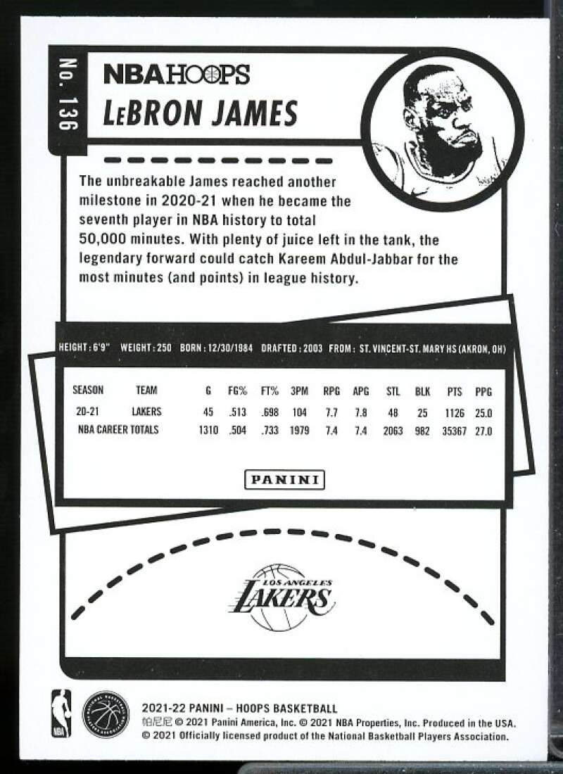 LeBron James Card 2021-22 Hoops #136  Image 2