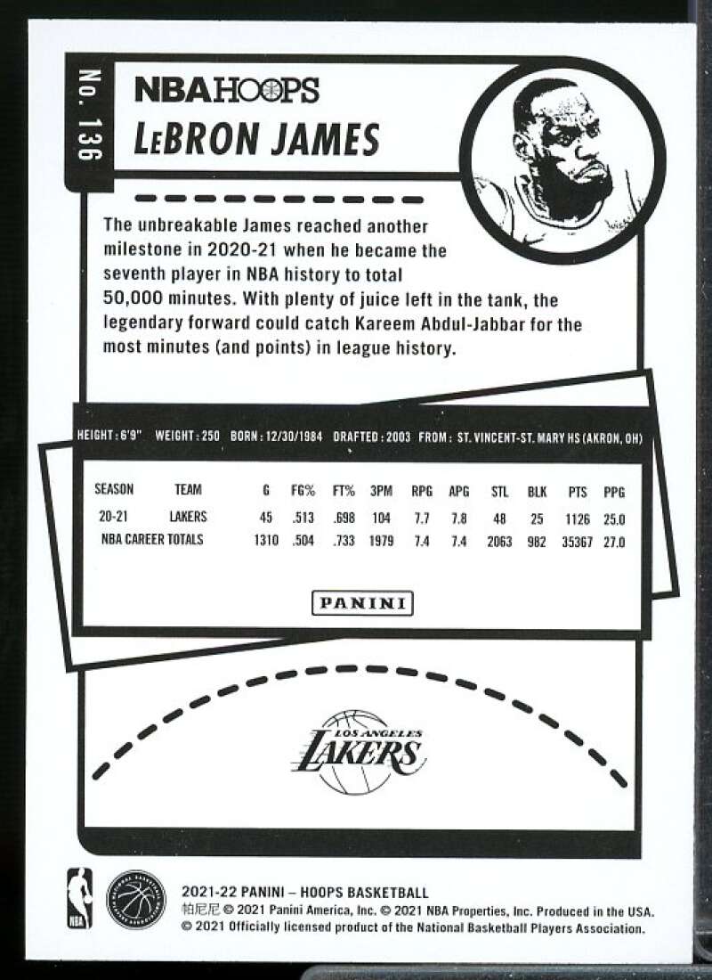 LeBron James Card 2021-22 Hoops #136  Image 2