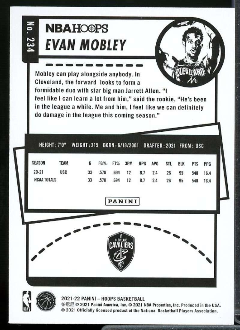 Evan Mobley Rookie Card 2021-22 Hoops #234  Image 2