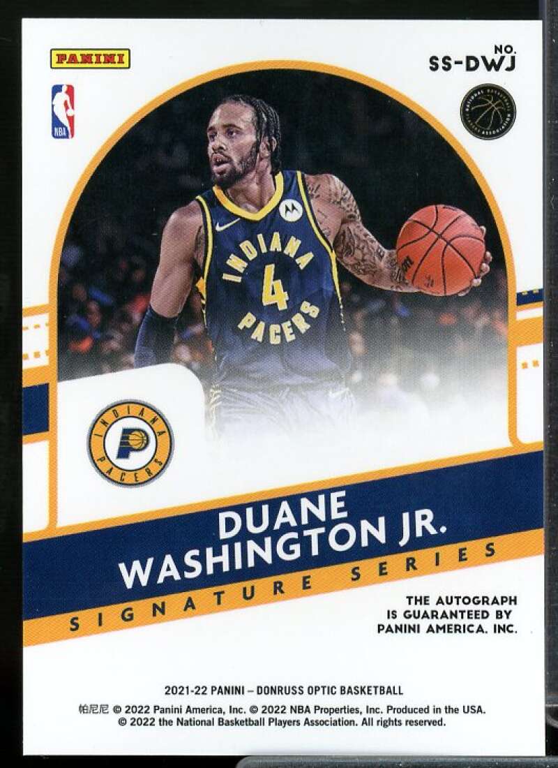Duane Washington Jr. Rookie Card 2021-22 Donruss Optic Signature Series #11  Image 2