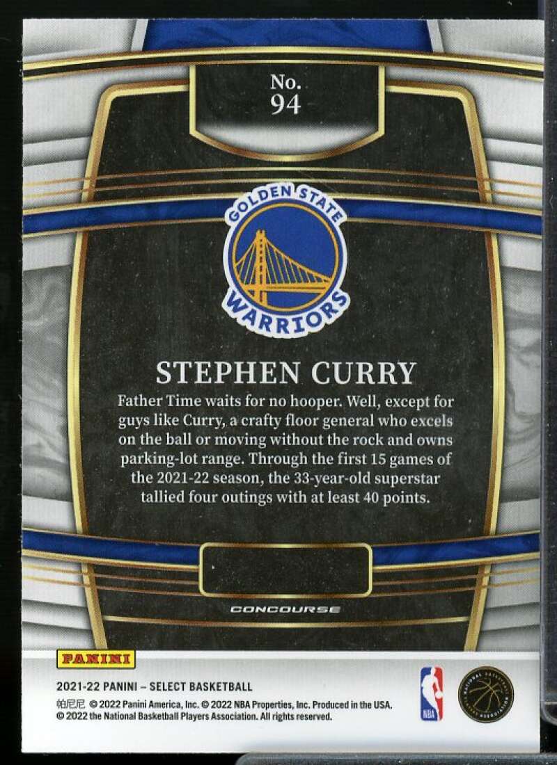 Stephen Curry Card 2021-22 Select Blue #94  Image 2