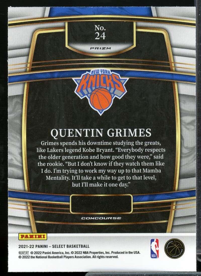 Quentin Grimes Rookie Card 2021-22 Select Prizms Orange Flash #24  Image 2