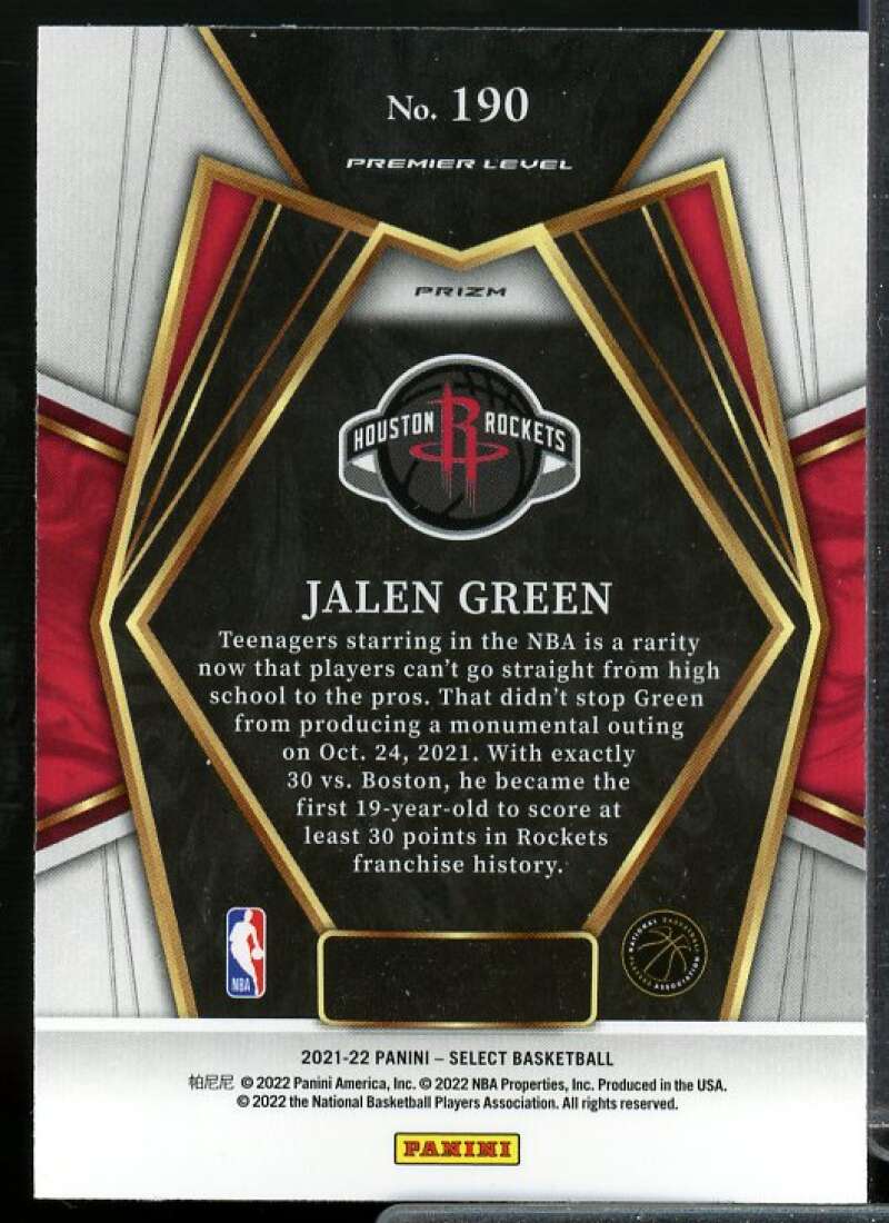 Jalen Green Rookie Card 2021-22 Select Prizms Blue Shimmer #190  Image 2