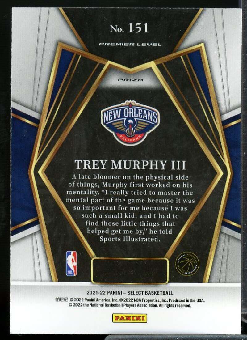 Trey Murphy III Rookie Card 2021-22 Select Prizms Blue Shimmer #151  Image 2