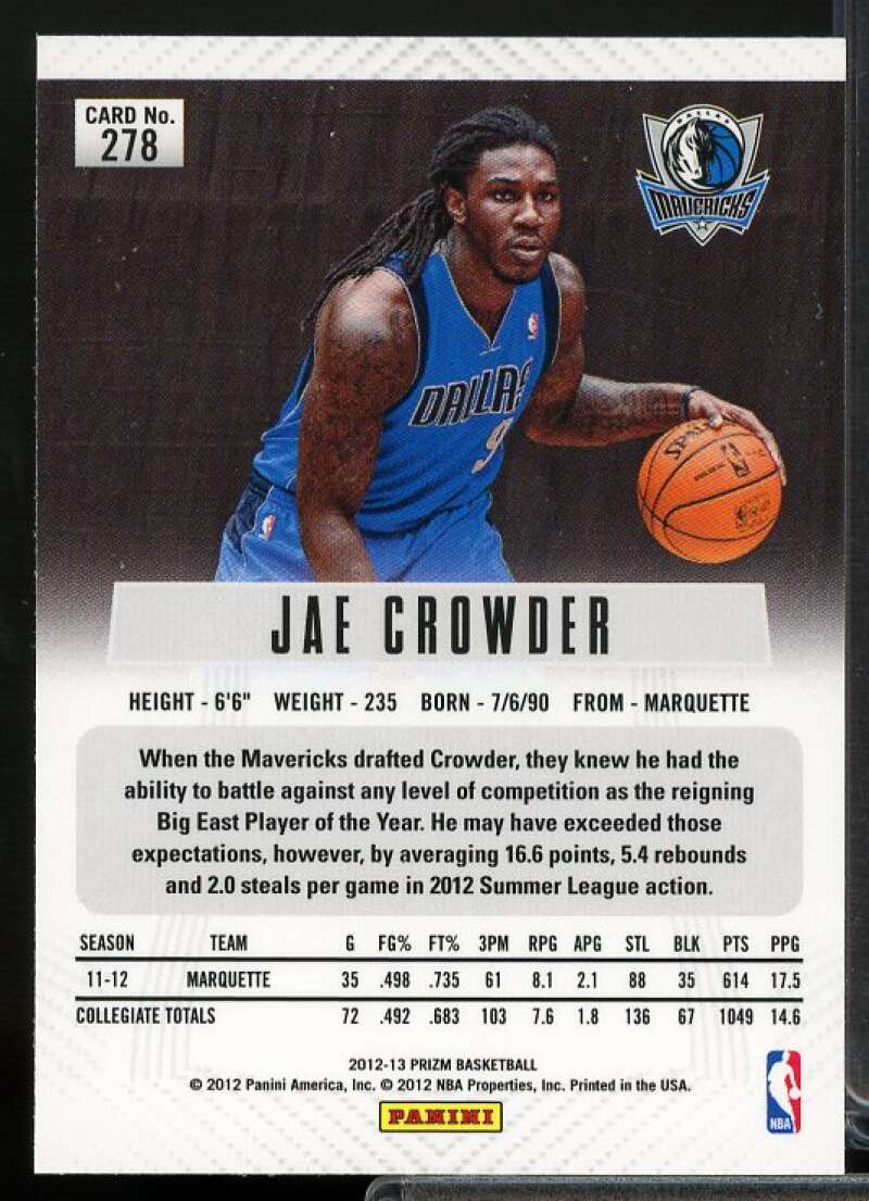 Jae Crowder Rookie Card 2012-13 Panini Prizm Prizms #278  Image 2