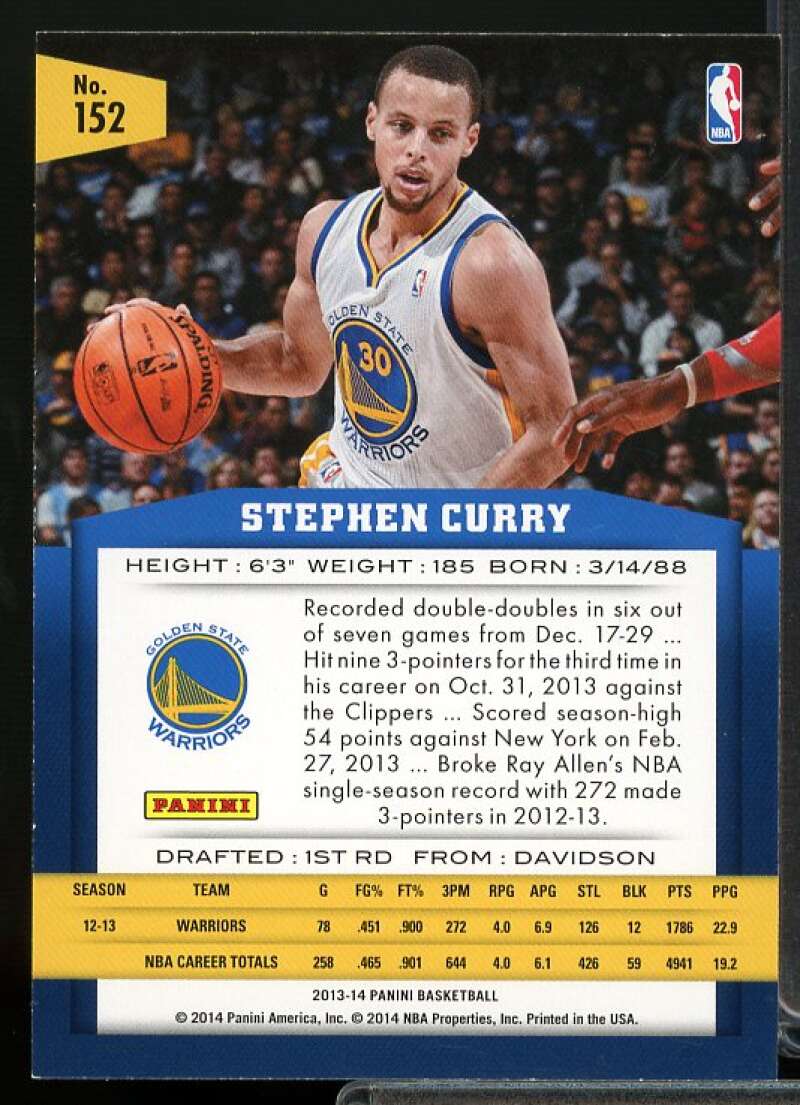 Stephen Curry Card 2013-14 Panini #152  Image 2