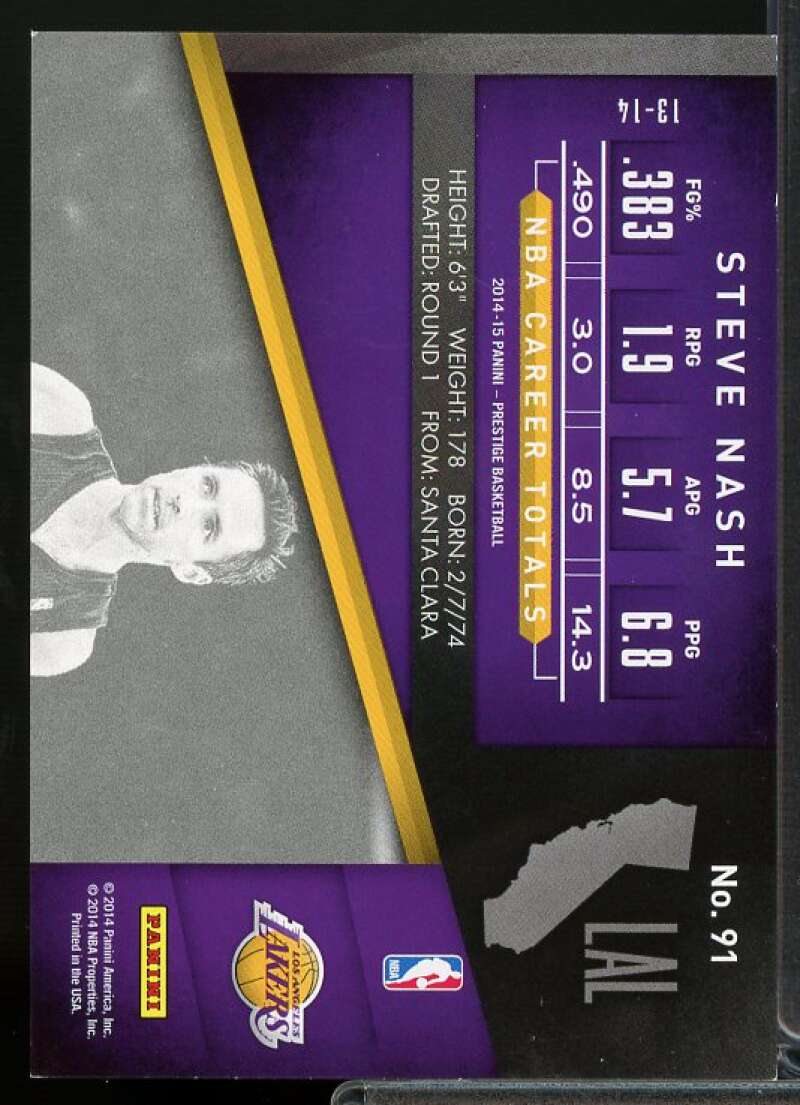 Steve Nash Card 2014-15 Prestige Bonus Shots Purple #91  Image 2