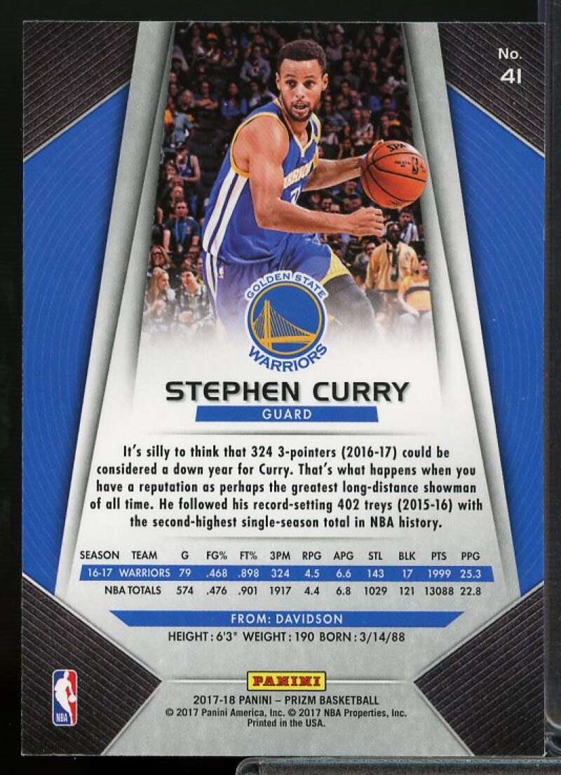 Stephen Curry Card 2017-18 Panini Prizm #41  Image 2