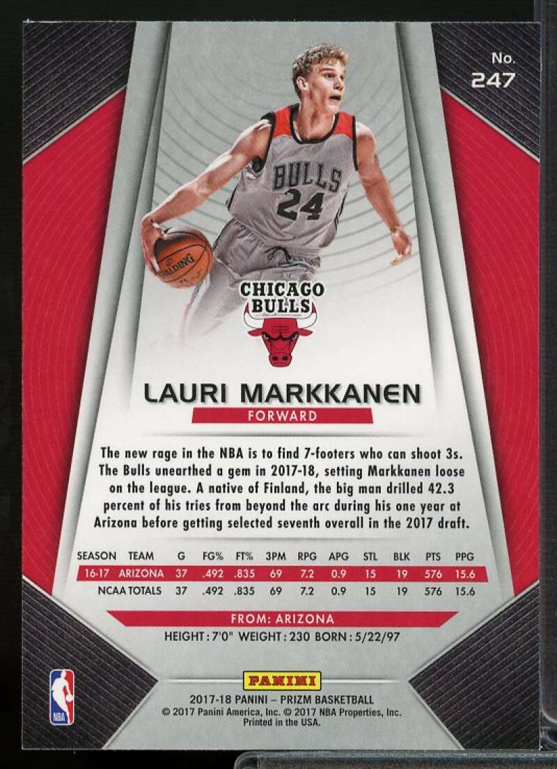 Lauri Markkanen Rookie Card 2017-18 Panini Prizm #247  Image 2