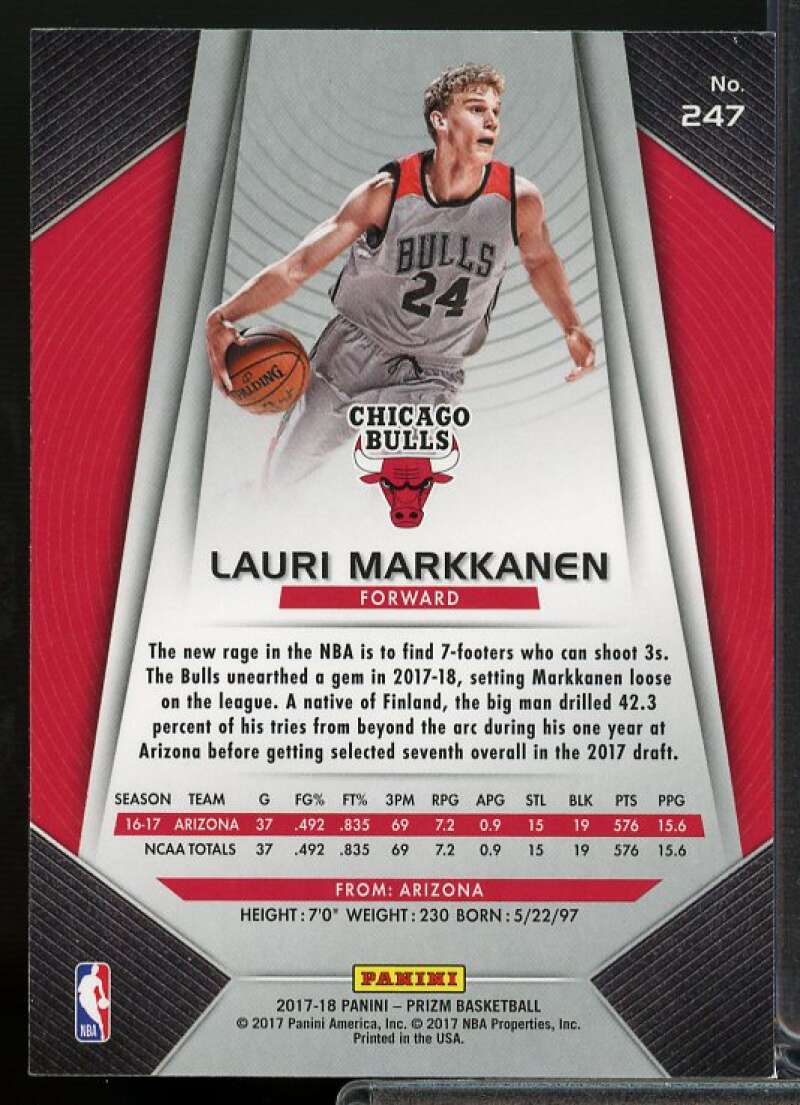 Lauri Markkanen Rookie Card 2017-18 Panini Prizm #247  Image 2