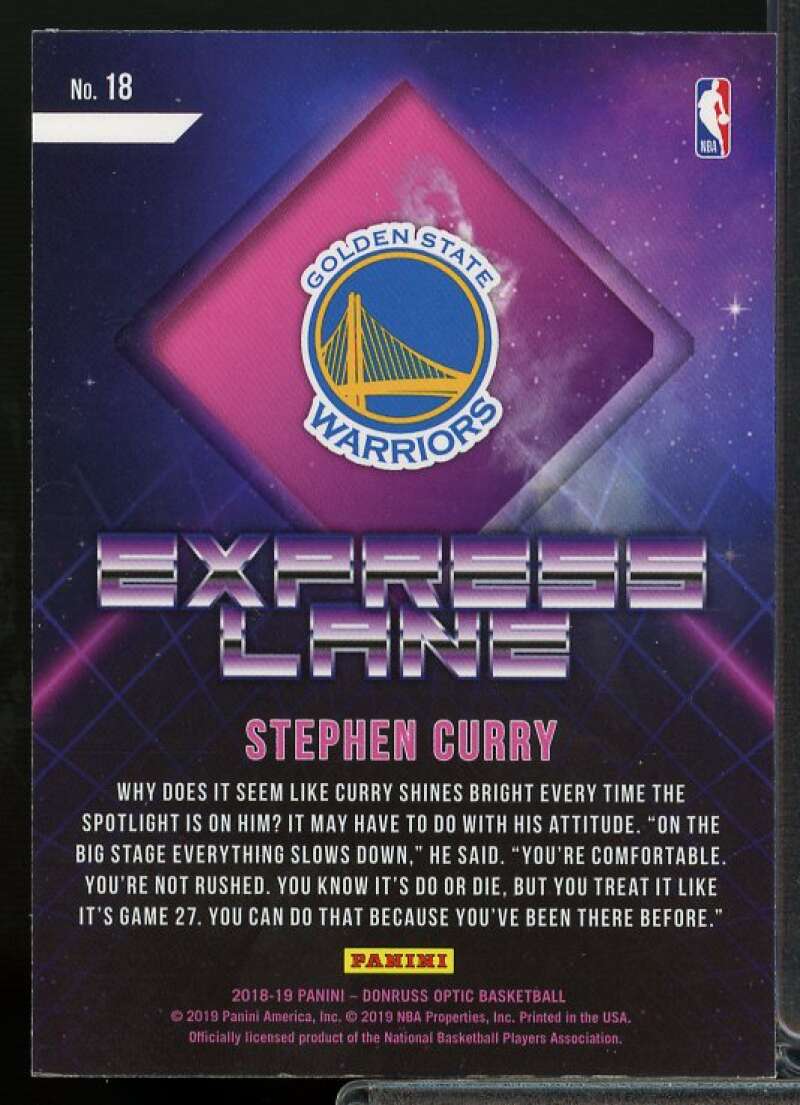 Stephen Curry Card 2018-19 Donruss Optic Express Lane Purple #18  Image 2
