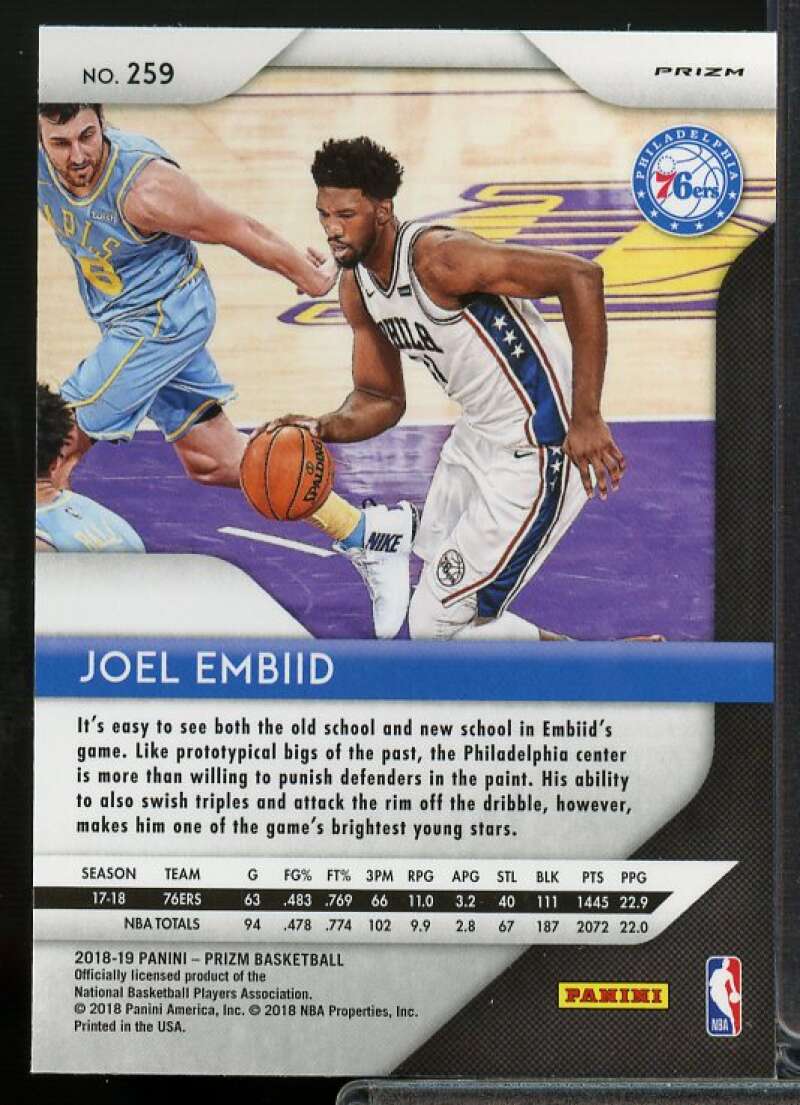 Joel Embiid Card 2018-19 Panini Prizm Prizms Pink Ice #259  Image 2