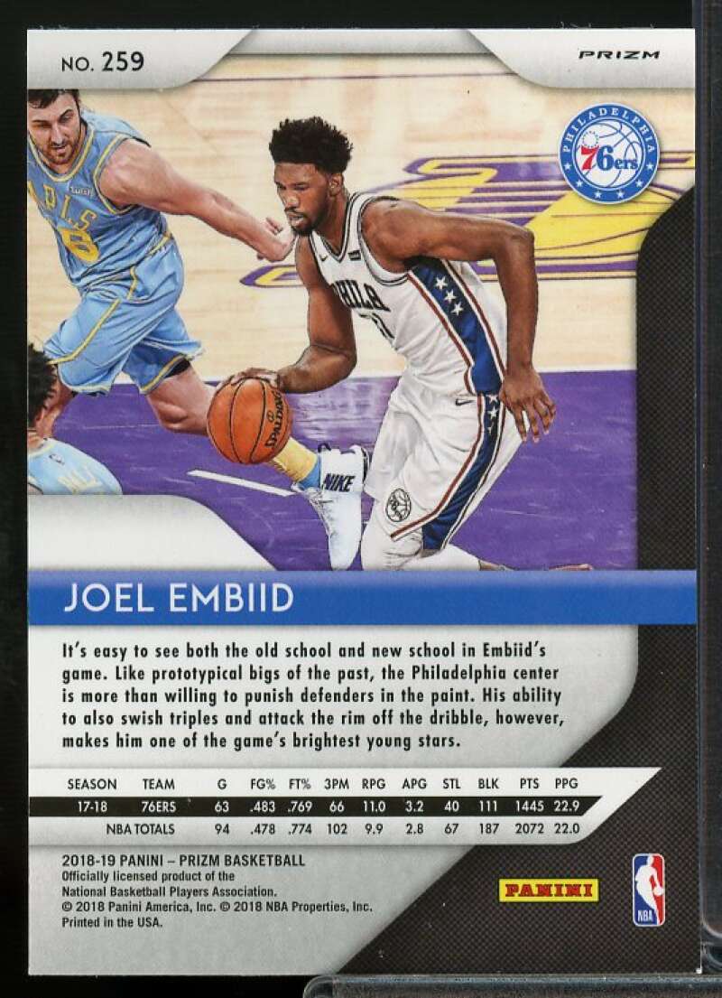 Joel Embiid Card 2018-19 Panini Prizm Prizms Red Ice #259  Image 2