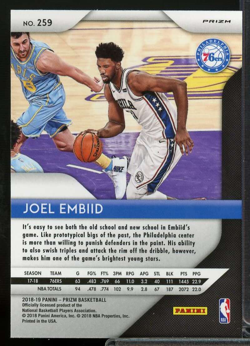 Joel Embiid Card 2018-19 Panini Prizm Prizms Silver #259  Image 2