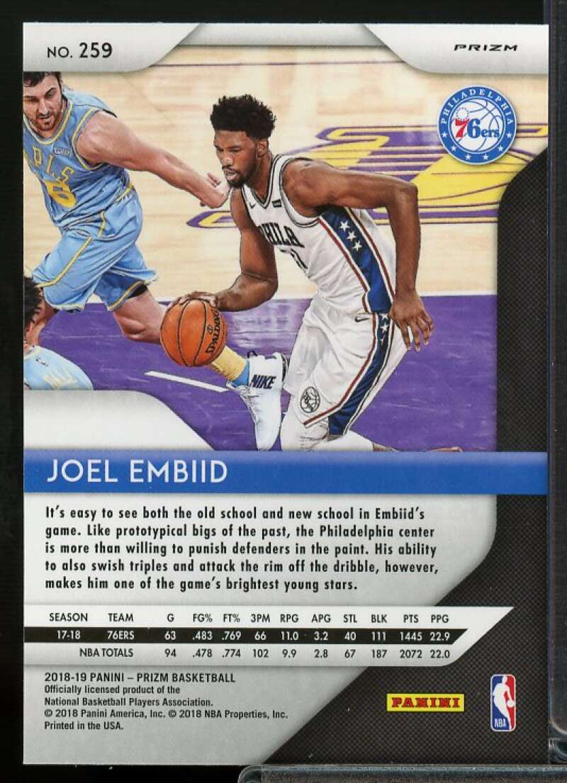 Joel Embiid Card 2018-19 Panini Prizm Prizms Silver #259  Image 2