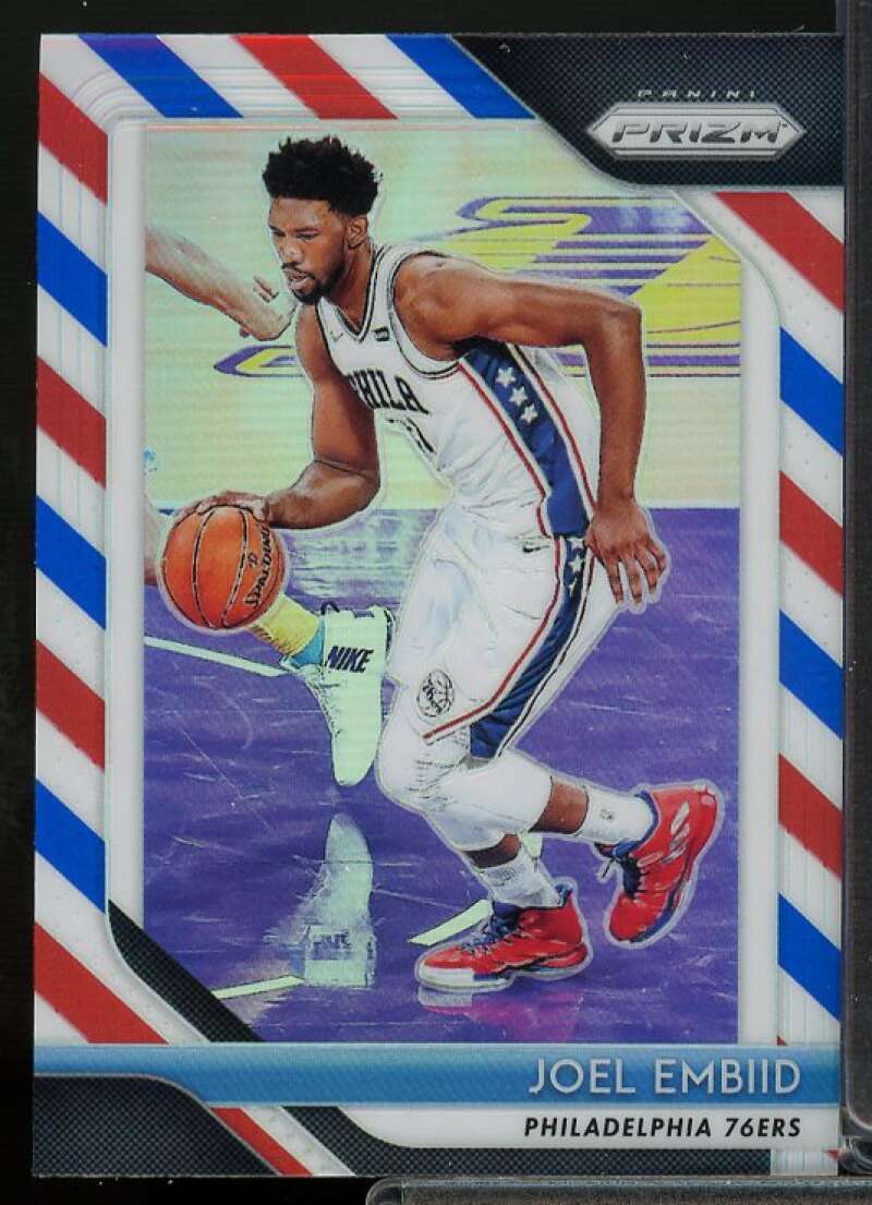 Joel Embiid Card 2018-19 Panini Prizm Prizms Red White and Blue #259  Image 1