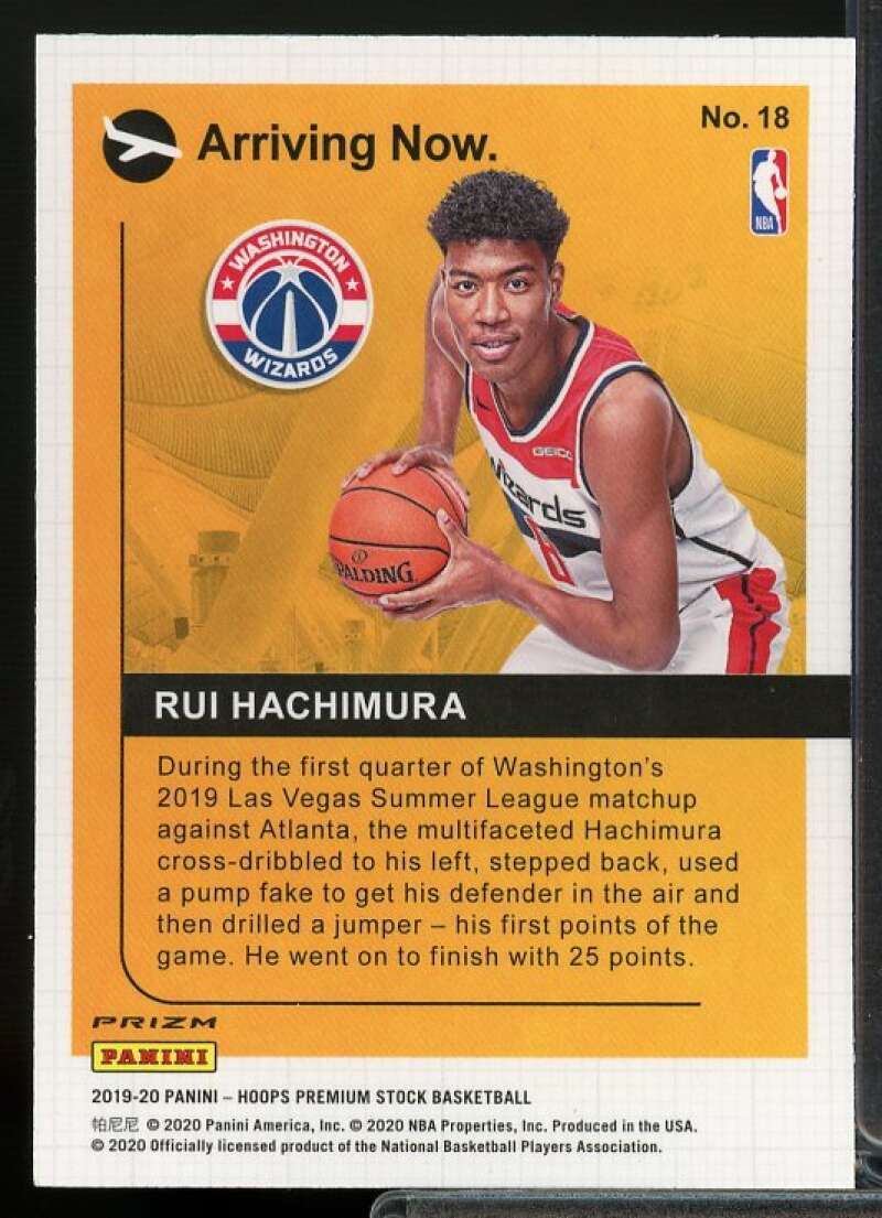 Rui Hachimura Rookie Card 2019-20 Hoops Premium Stock Arrving Now Orange #18  Image 2